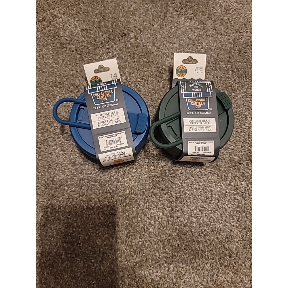 2Pk.Bunk house Hiking Camping 12Oz Collapsible Canteen Silicone Cup*NEW*